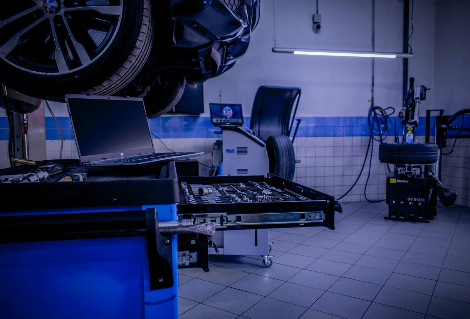 A vehicle undergoing service and repair work, illustrating typical commercial vehicle repair costs in Singapore