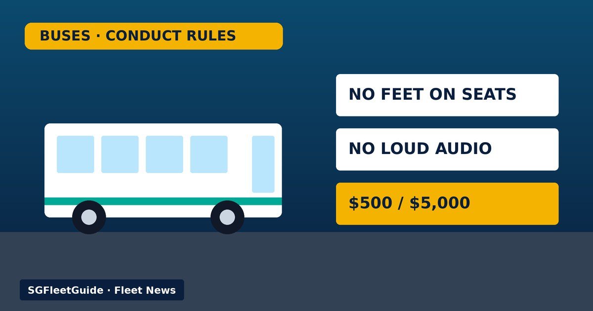 Illustration: Buses — New bus conduct rules from 23 September: fines up to $500, or $5,000 for serious offences